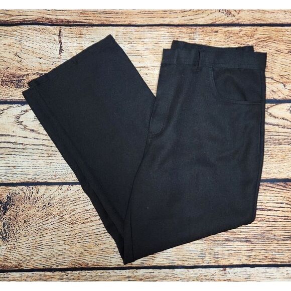 Vintage JOHN BLAIR Mens Pants 38x30 Black Slacks Polyester Western Stitch Pocket - Picture 5 of 9